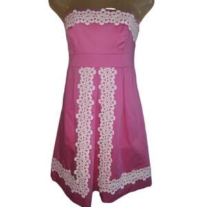 Lilly Pulitzer Sz 2 BETSEY Lace Fit N Flare Strapless Dress